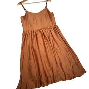 DRA Los Angeles‎ Rust Orange Smocked Bodice Dress Spaghetti Straps Casual